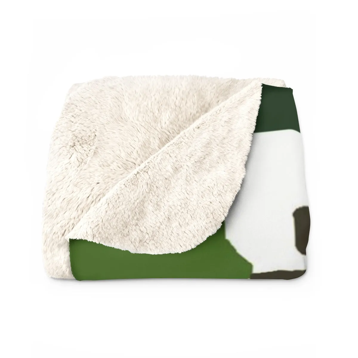 Green Camo Military Army Print Designer Cozy Sherpa Fleece Blanket-Made in USA