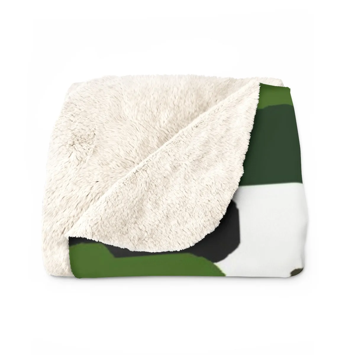 Green Camo Military Army Print Designer Cozy Sherpa Fleece Blanket-Made in USA