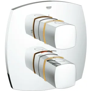 Grohe Chrome/Gold Grandera Thermostatic bath mixer with integrated 2-way diverter