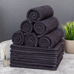 Hairdressing / Salon Towels, Pack of 12, Black (Reactive Dyed)