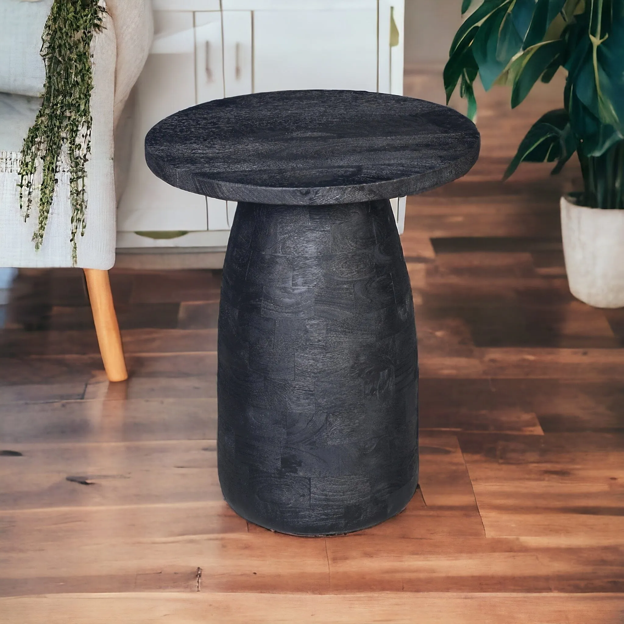 HAND CRAFTED HARDWOOD SIDE TABLE FADE TO BLACK
