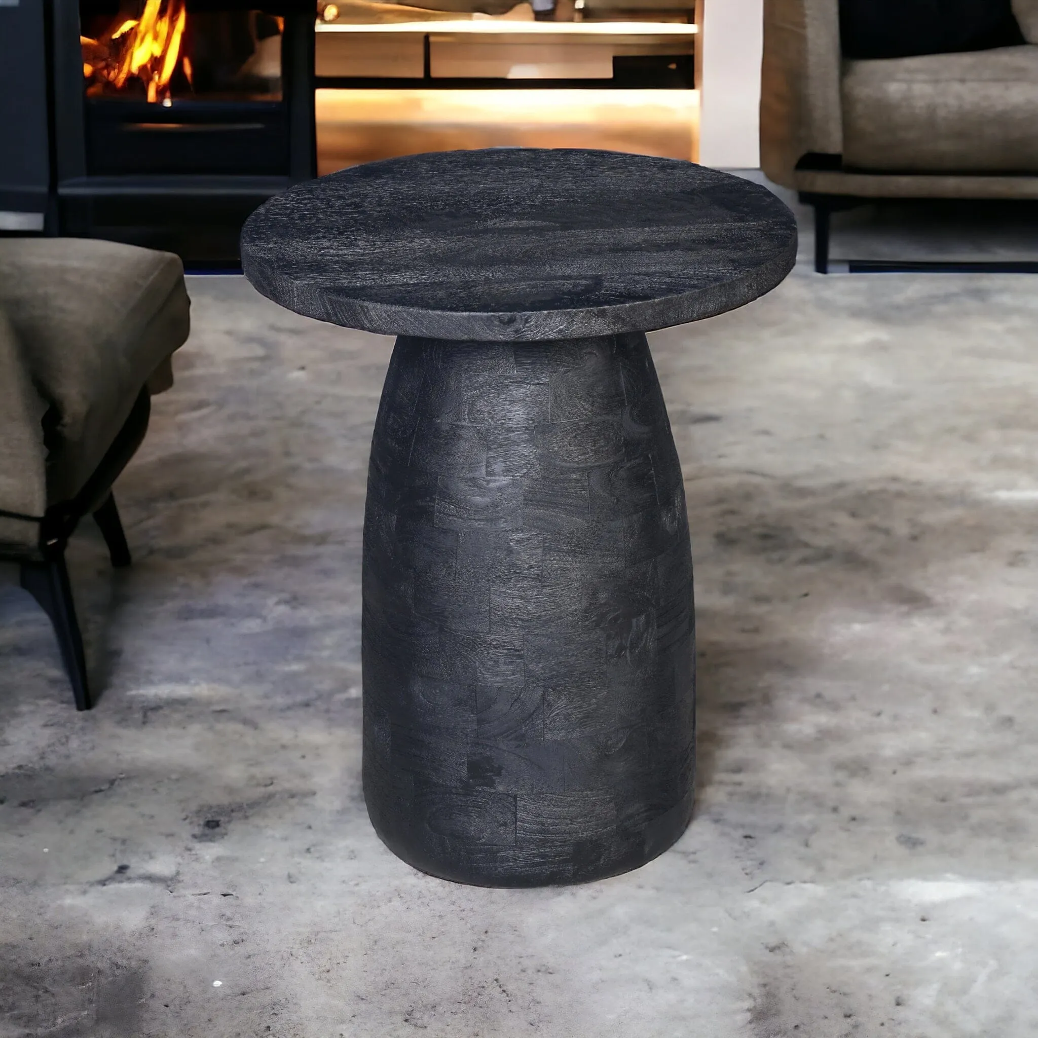 HAND CRAFTED HARDWOOD SIDE TABLE FADE TO BLACK