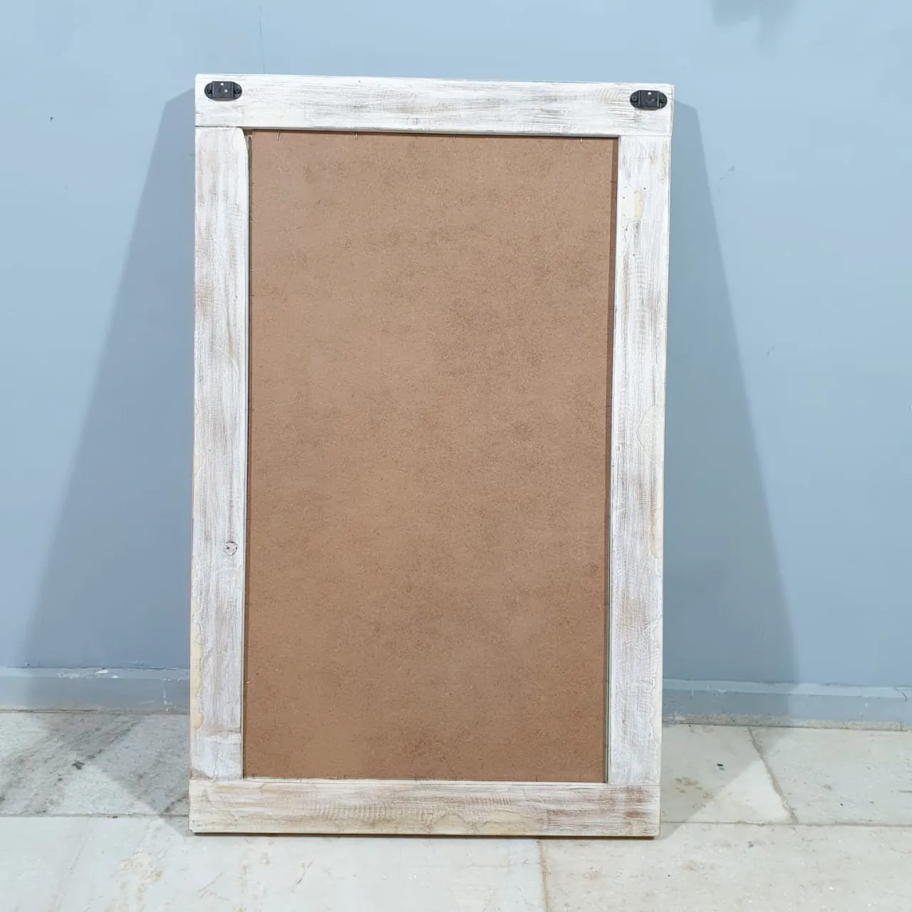 Handmade Indian Furniture Solid Hard Wood Mirror Frame Mehrab Carvings Whitewash 120x75Cm