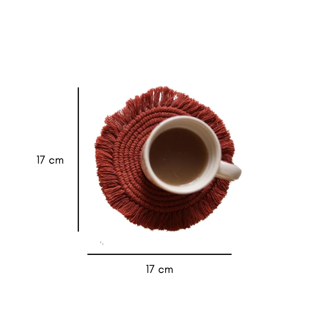 Handmade Macrame Brown Table Coasters - Set of 2