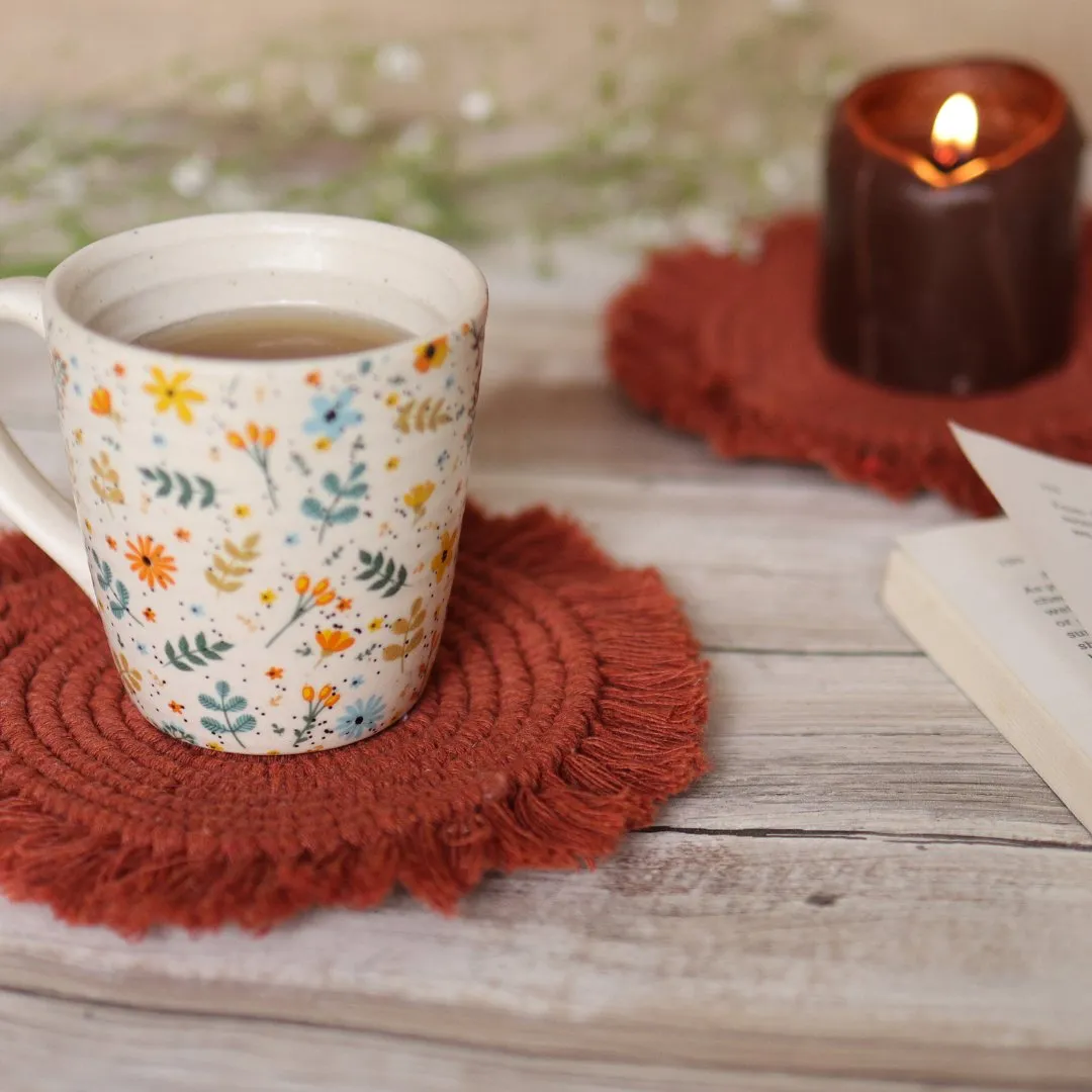 Handmade Macrame Brown Table Coasters - Set of 2