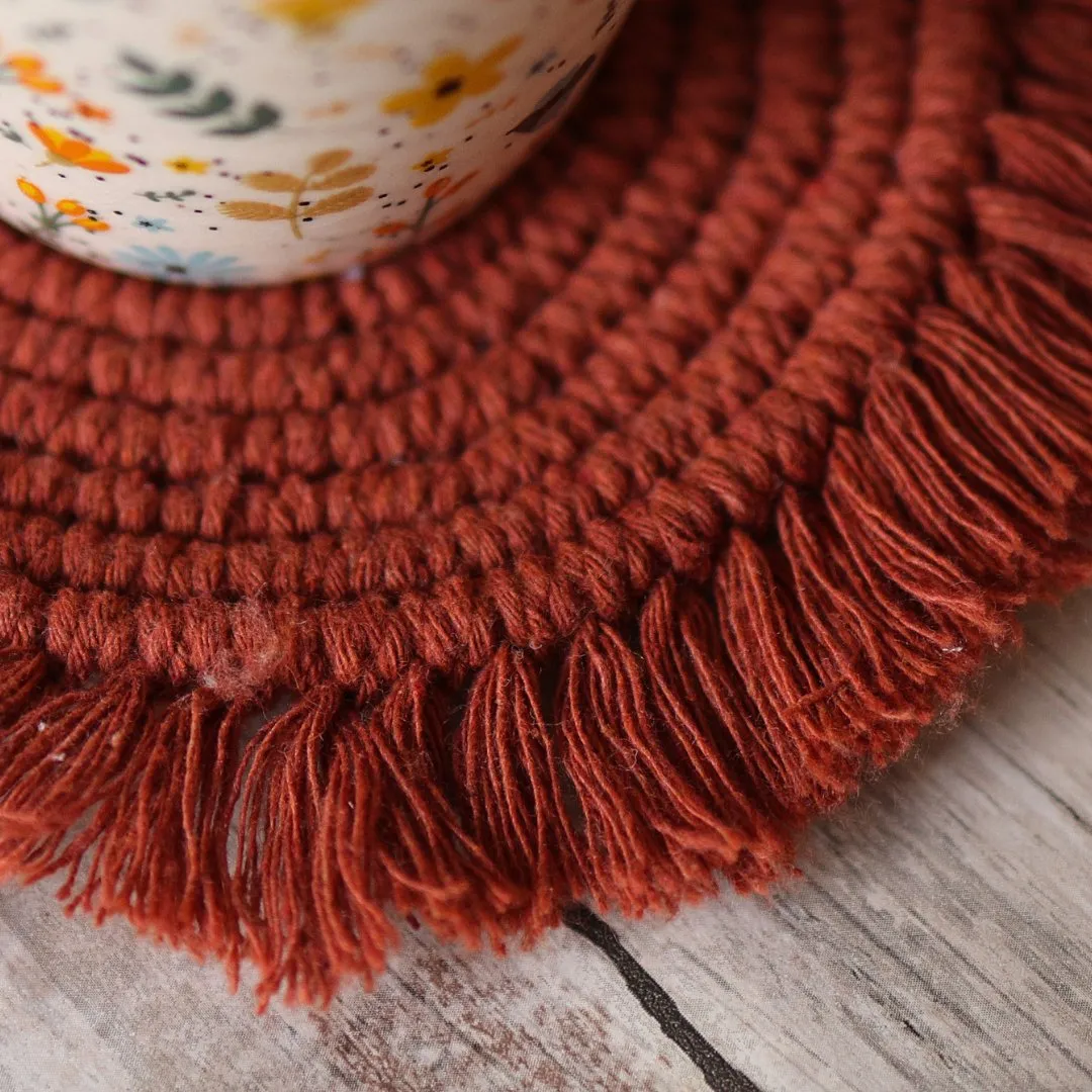 Handmade Macrame Brown Table Coasters - Set of 2