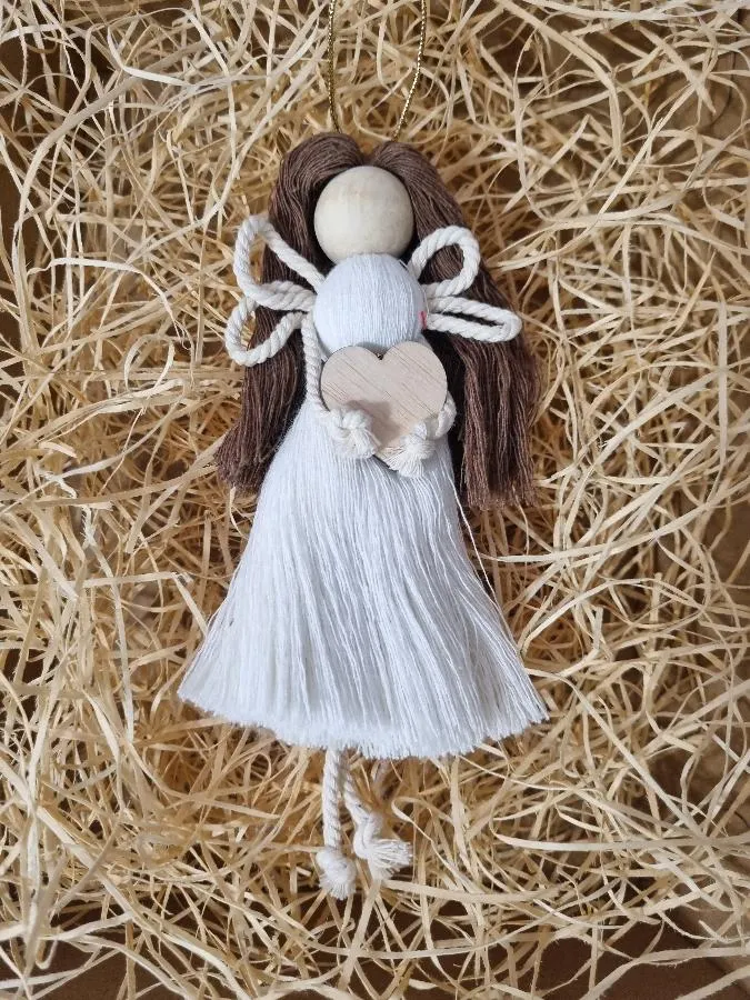 Handmade Natural Angel Macrame Christmas Decorations