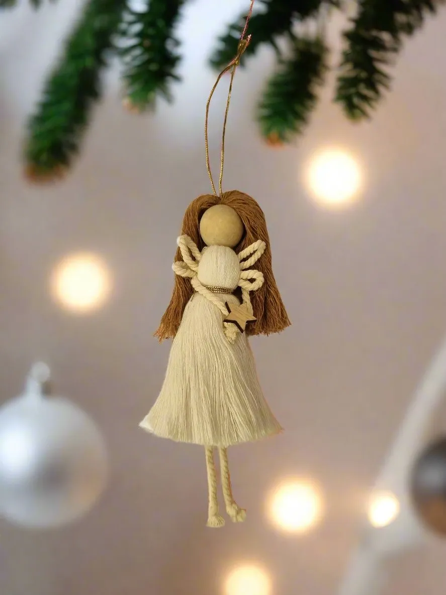 Handmade Natural Angel Macrame Christmas Decorations