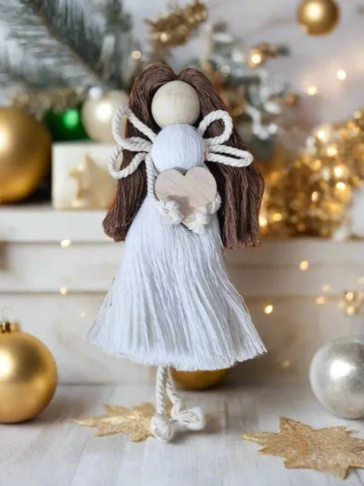 Handmade Natural Angel Macrame Christmas Decorations