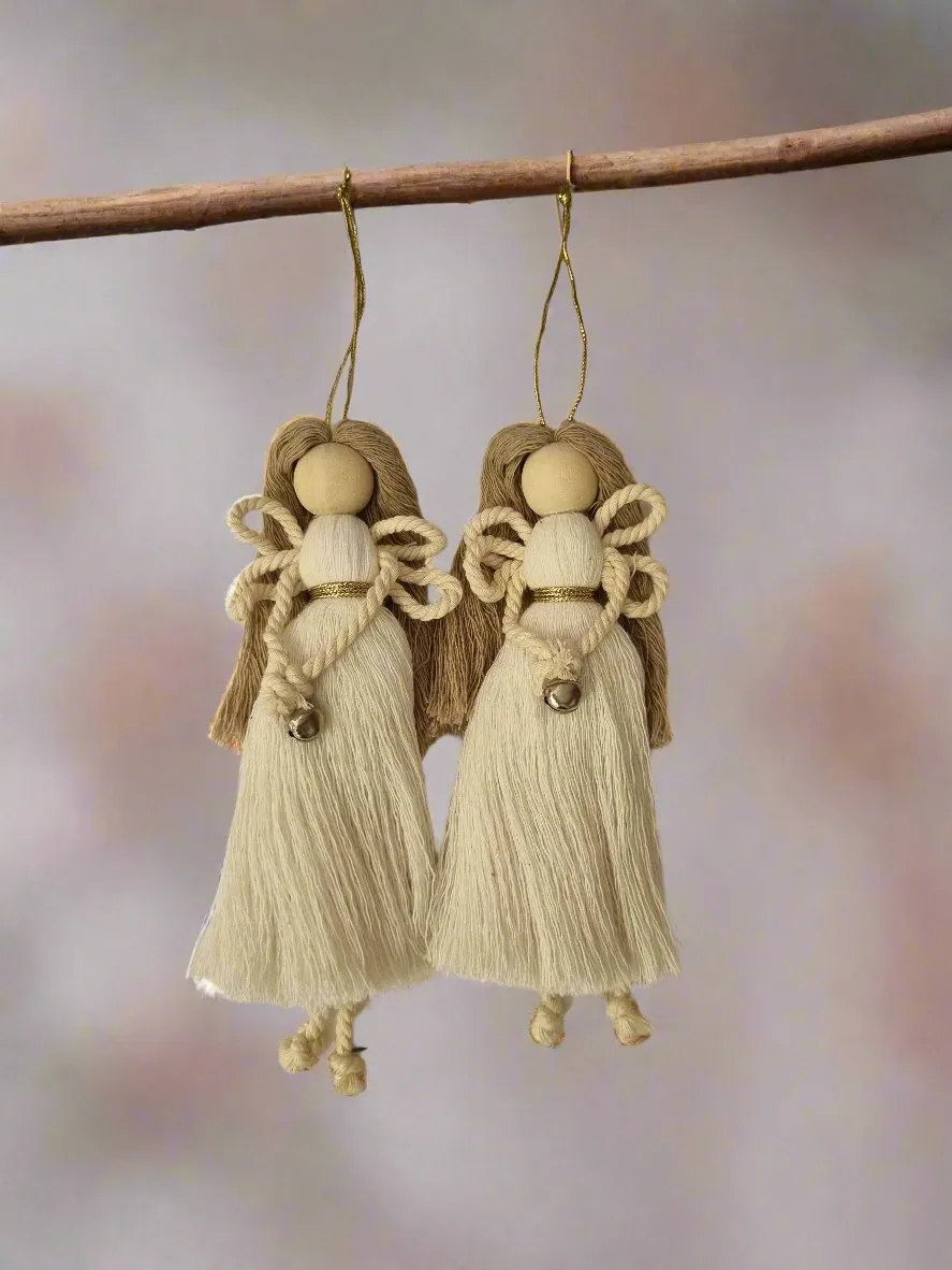 Handmade Natural Angel Macrame Christmas Decorations