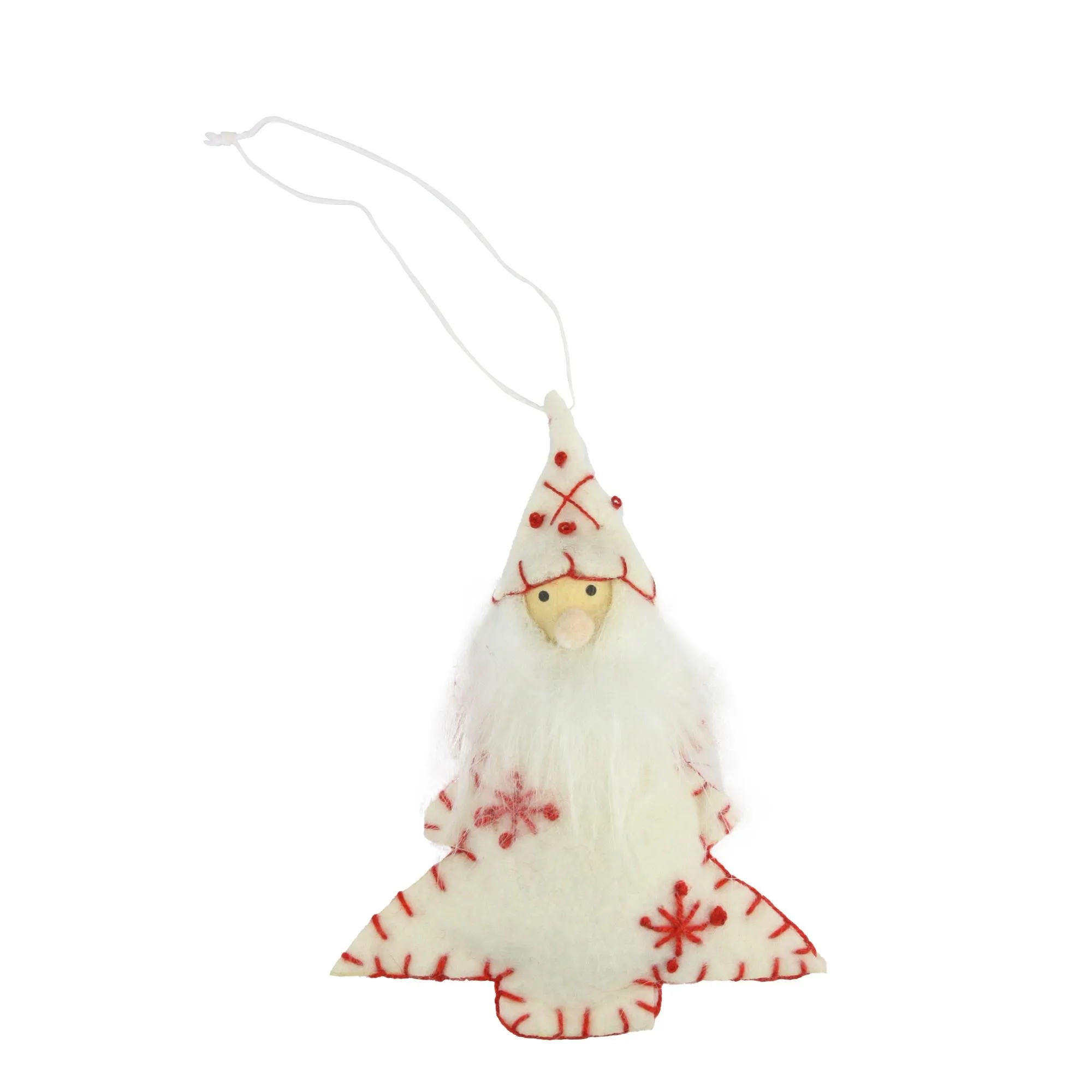 Handmade Santa Christmas Tree Ornaments - Festive Felt Decorations (Pack of 12)
