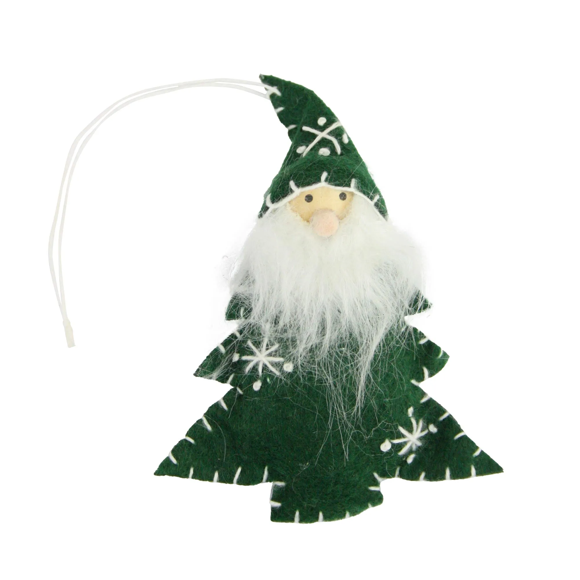 Handmade Santa Christmas Tree Ornaments - Festive Felt Decorations (Pack of 12)