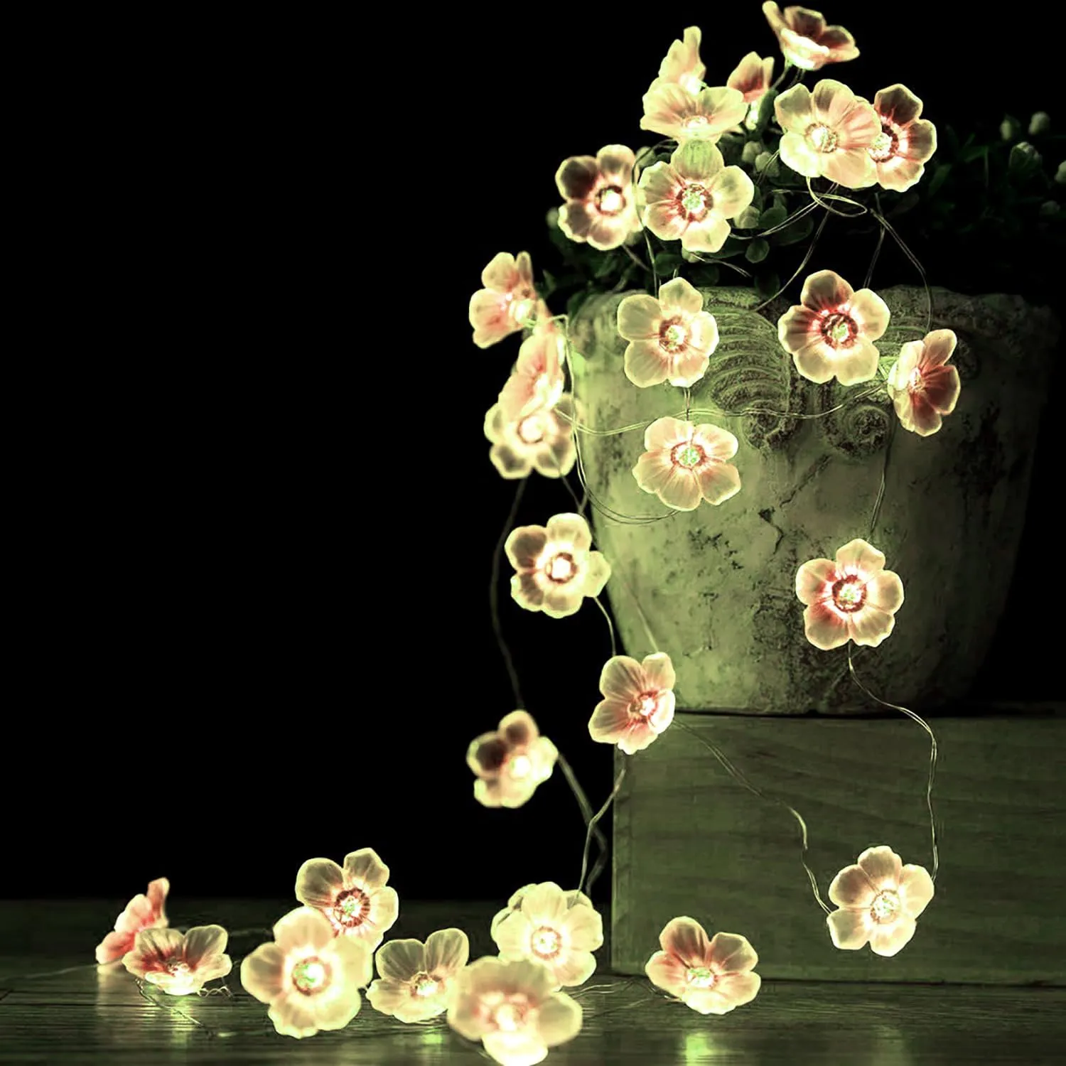 Heart Home Diwali Lights | 14 Flower Fairy Lights for Diwali | Christmas | Home Decoration | Indoor & outdoor | Diwali Lights for Decoration | Crystal Flower | White