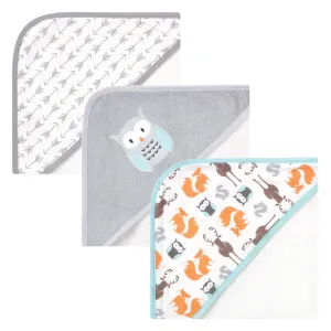 Hudson Baby Cotton Rich Hooded Towels, Owl