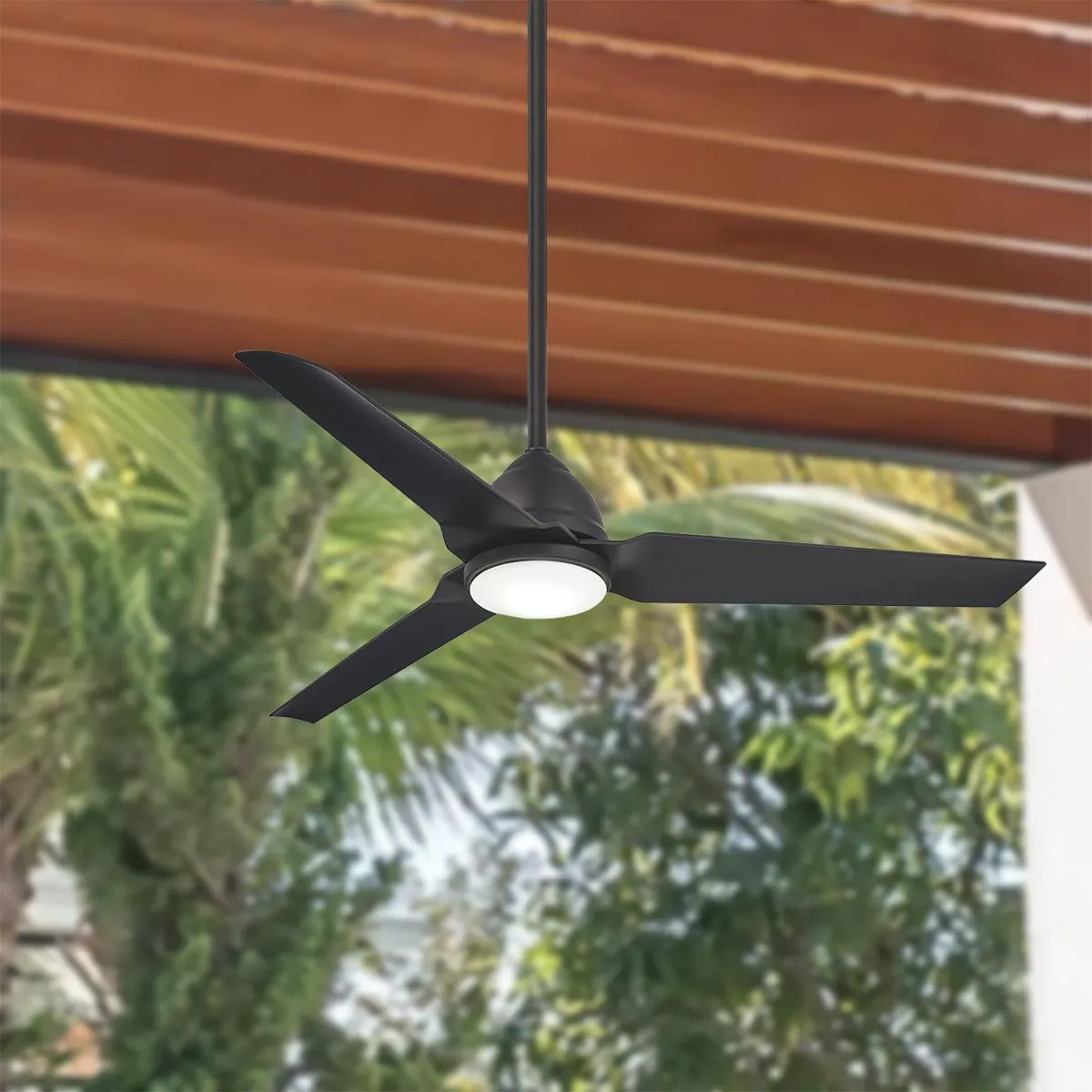 Java LED 54" Coal Wet Rated Ceiling Fan with Light and Remote