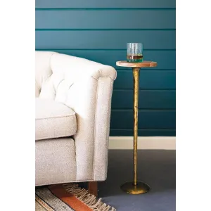 Kalalou - Antique Brass Cocktail Table With Acacia Wood Top
