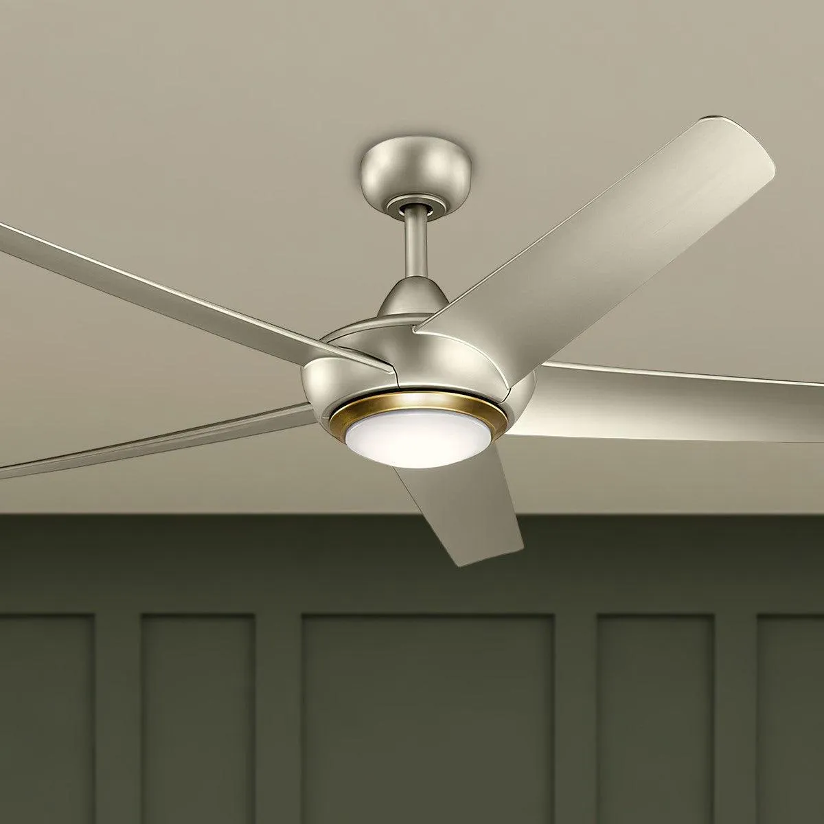 Kapono 52 Inch Brushed Nickel LED Indoor Ceiling Fan with Remote