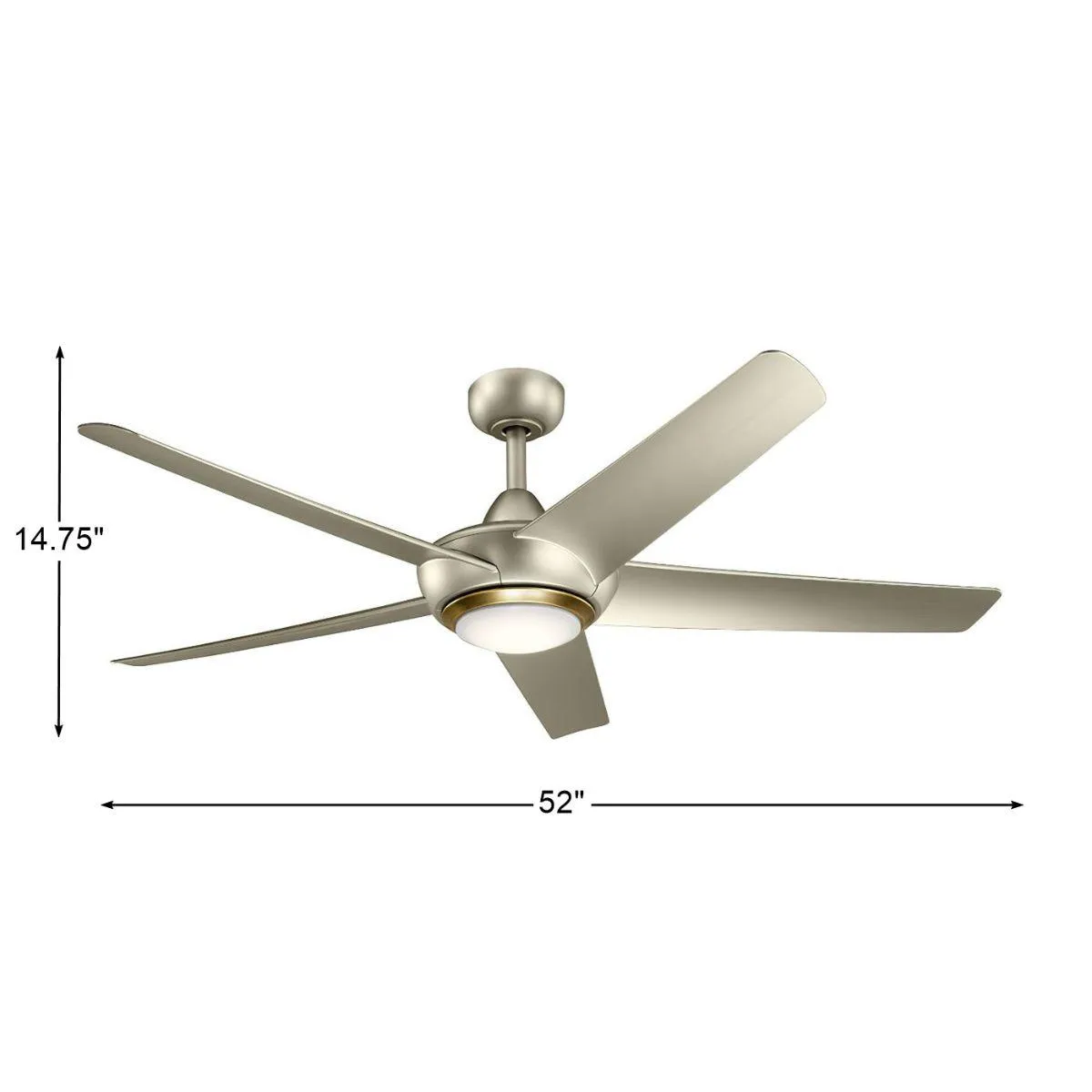 Kapono 52 Inch Brushed Nickel LED Indoor Ceiling Fan with Remote
