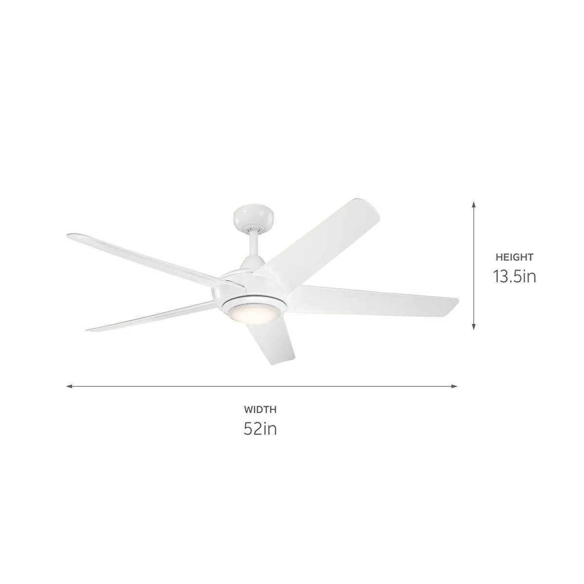Kapono 52 Inch White LED Indoor Ceiling Fan with Remote