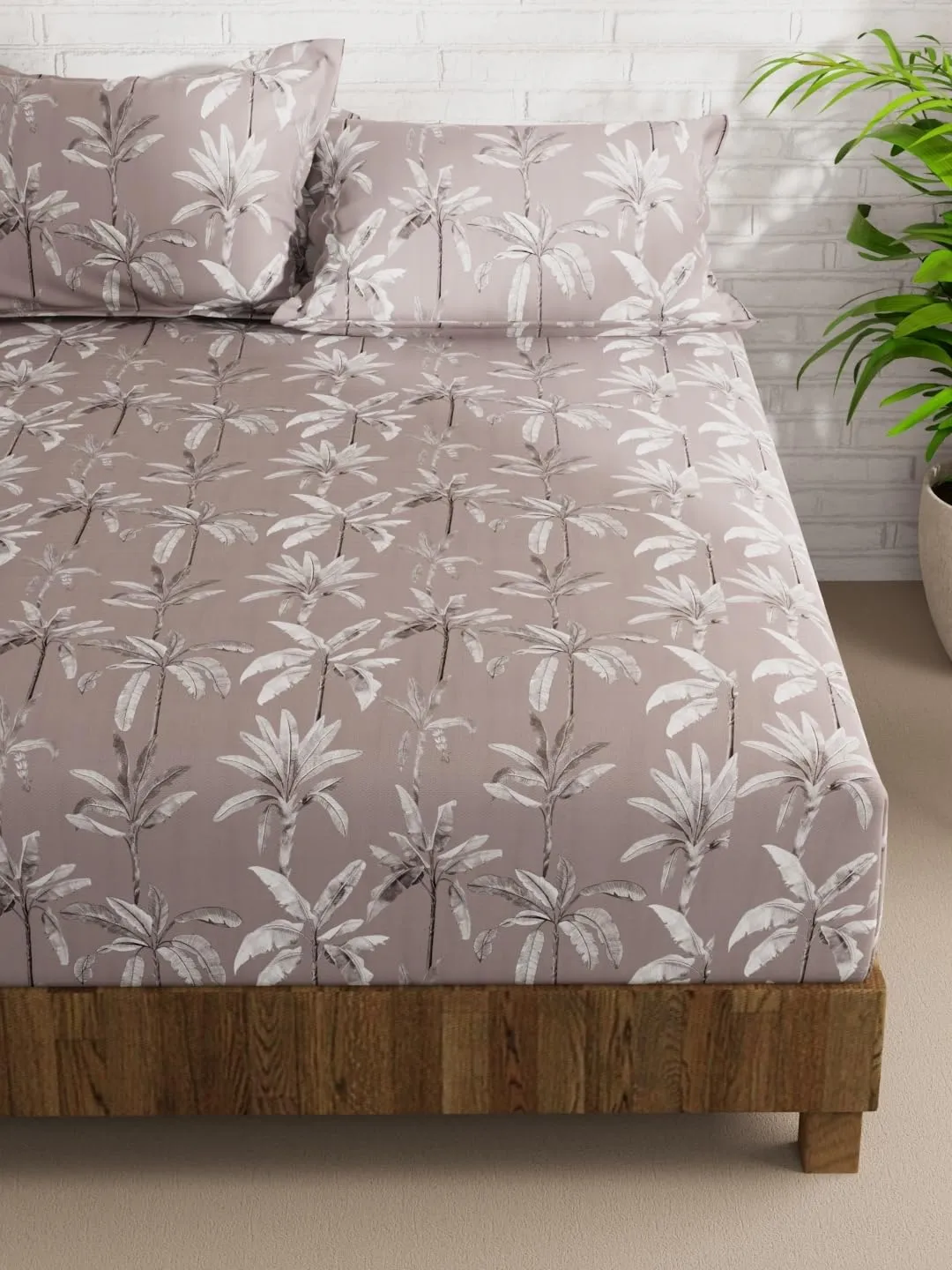 KOPA Extra Smooth Micro Double Bedsheet with 2 Pillow Covers -3pc Set (la-Vogue) | Extra Smooth Cotton Feel - Glace Cotton | 1 Bedsheet with 2 King Size Pillow Covers Floral-bronz