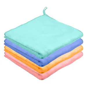 Kuber Industries Cleaning Towel|Microfiber Reusable Cloths|400 GSM Highly Absorbent Towel for Kitchen with Hanging Loop|Car|Window|40x40 Cm|Pack of 4 (Multicolor)