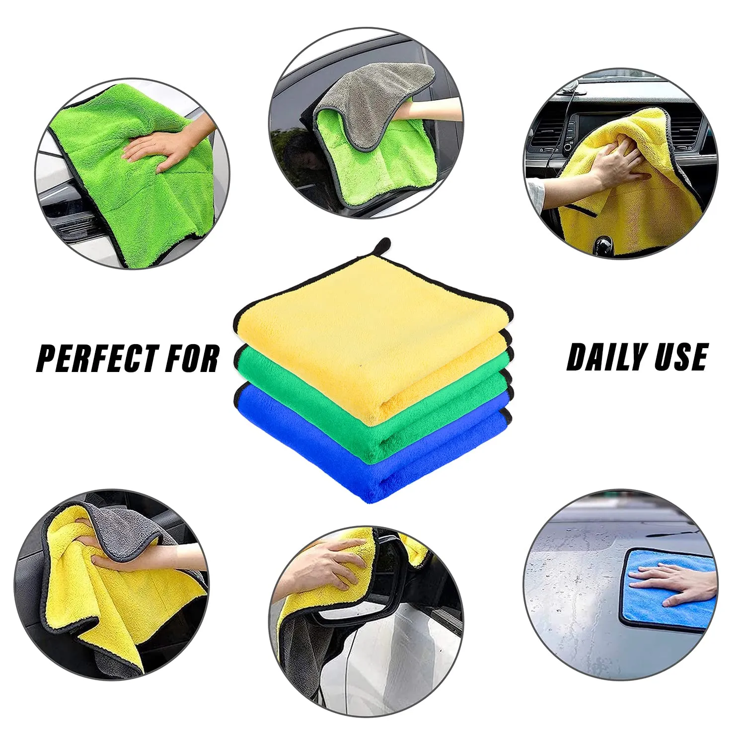 Kuber Industries Cleaning Towel|Microfiber Reusable Cloths|Highly Absorbent Washable Towel for Kitchen with Hanging Loop|Car|Window|40x40 Cm|Pack of 2 (Multi)