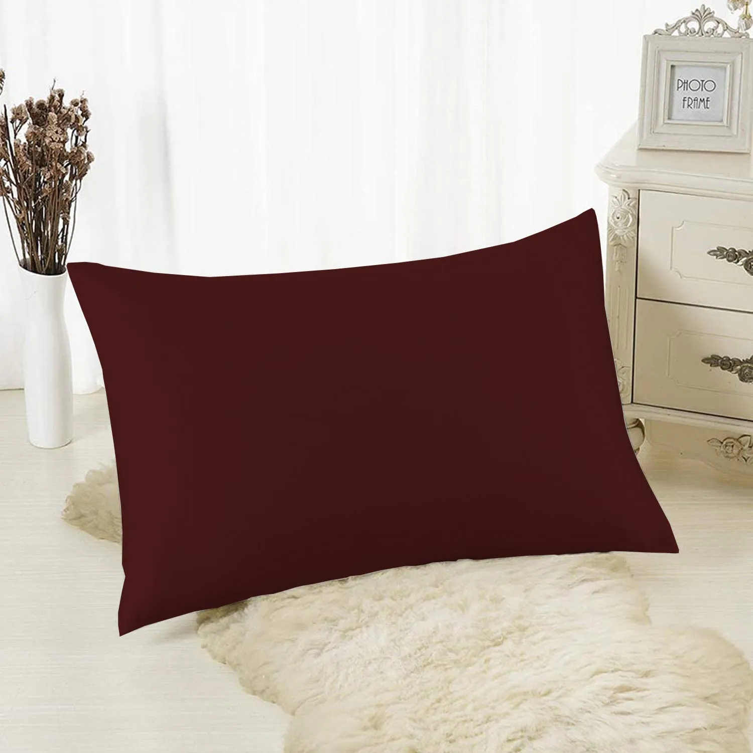 Kuber Industries Comfort Microfiber Filled Pillow for Bed Room, 16"x24" (Brown)-Pack of 2 (F_26_KUBMART016832)