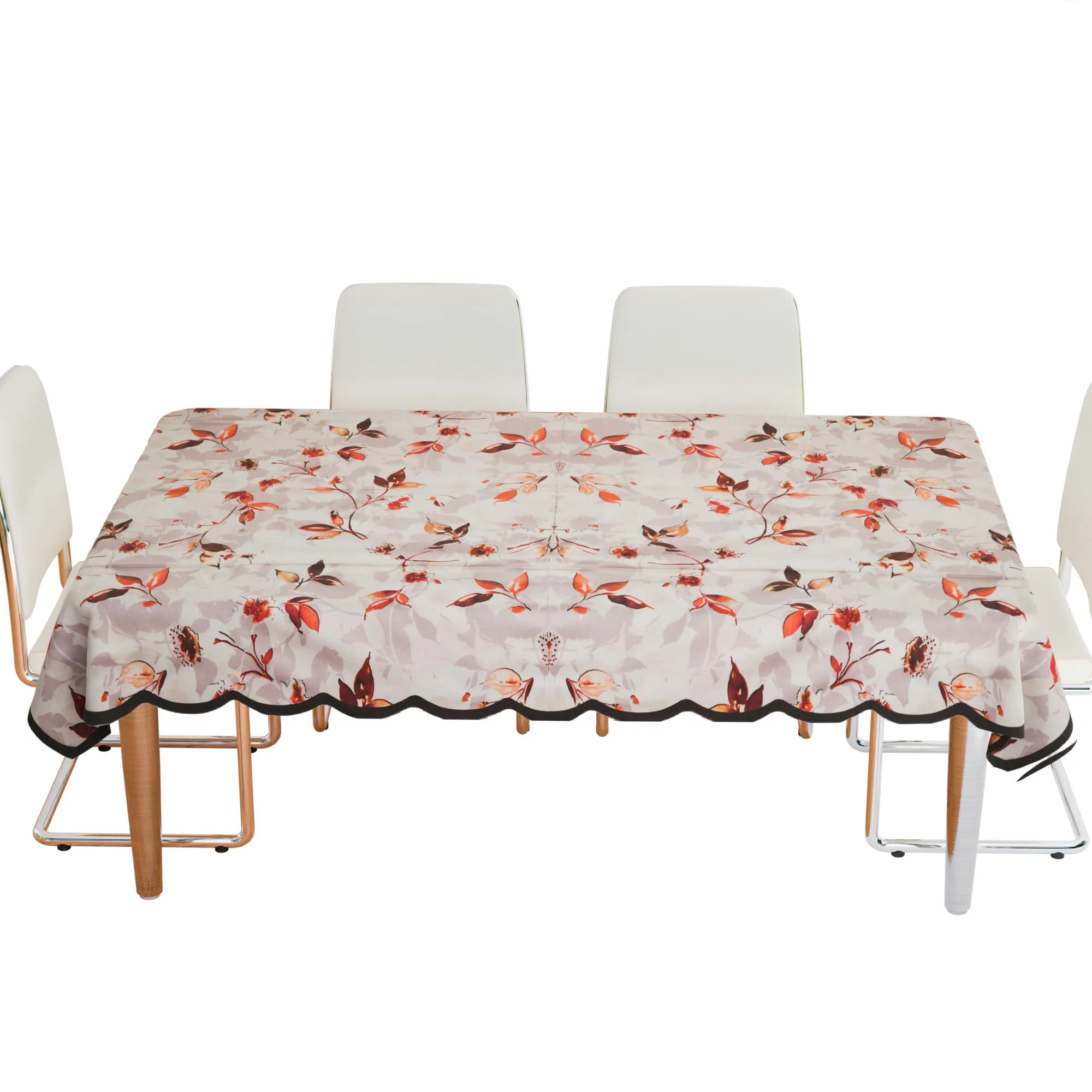 Kuber Industries Dining Table Cover | Tabletop Cover | Table Buffet Cover | Table Linen Cover | 6-Seater Table Cloth | Table Cloth Cover | Fancy Painting | DTC | 60x90 Inch | Cream