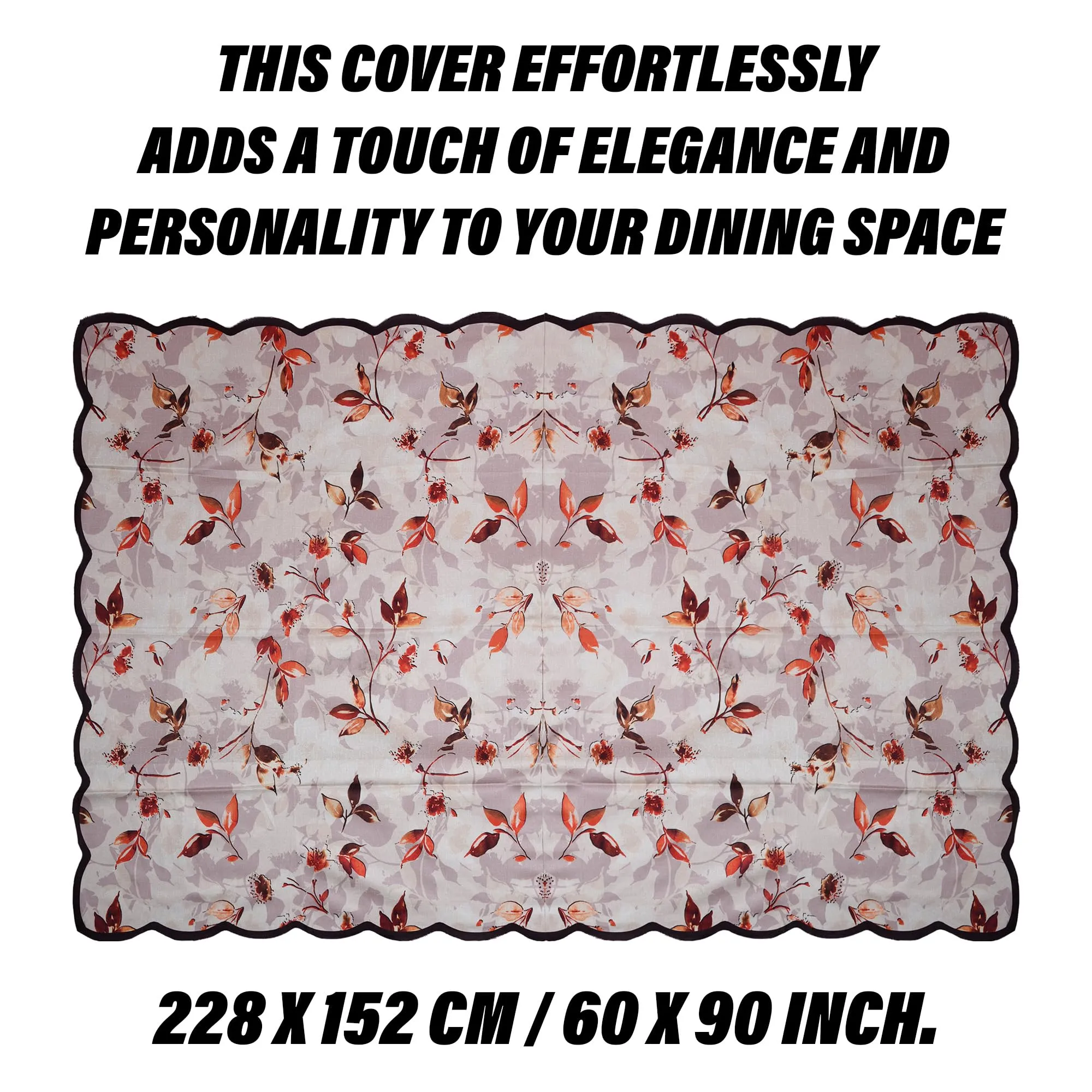 Kuber Industries Dining Table Cover | Tabletop Cover | Table Buffet Cover | Table Linen Cover | 6-Seater Table Cloth | Table Cloth Cover | Fancy Painting | DTC | 60x90 Inch | Cream