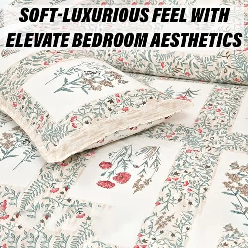Kuber Industries Double Bedsheet with 2 Pillow Covers | 100x108 Inch | 160 TC Premium Cotton Bedsheet for Double Bed | Bedsheet for Living Room-Home & Hotels | Dezier Check Flower | Beige