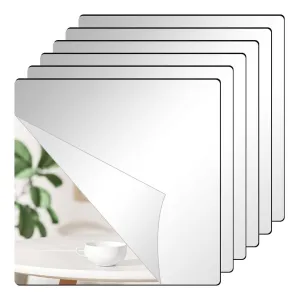 Kuber Industries Self Adhesive Mirror Stickers for Wall|Square Wall Mirror Stickers|Flexible Mirror for Wall Décor, Living Room|Premium Acrylic Material 10" CM|Pack of 6 (Silver)