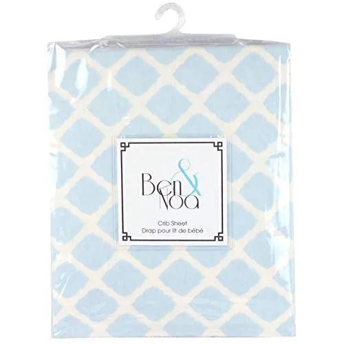 Kushies Soft Cotton Flannel Crib Sheet Made in Canada Blue Lattice