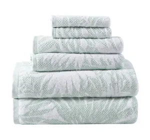 Lago Palm 6 Piece Towel Set Coconut and Whirlpool