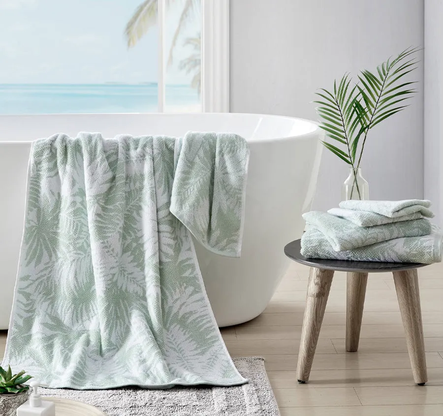 Lago Palm 6 Piece Towel Set Coconut and Whirlpool