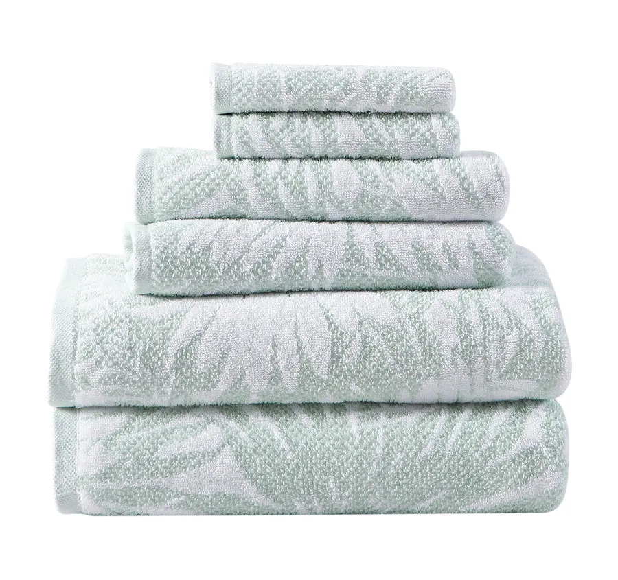 Lago Palm 6 Piece Towel Set Coconut and Whirlpool