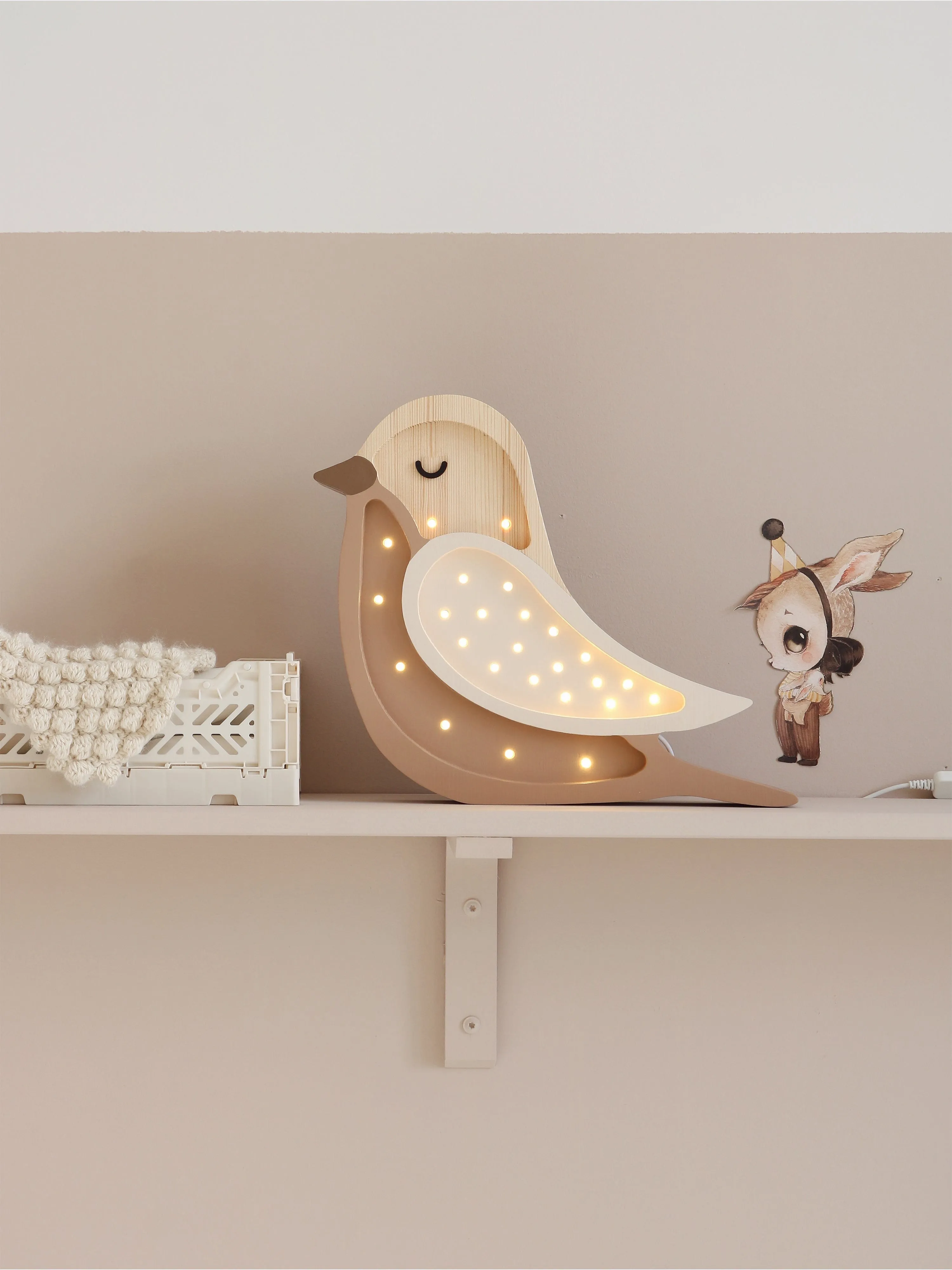 Little Lights Bird Mini Lamp in Brown (30x33x5.5 cm)
