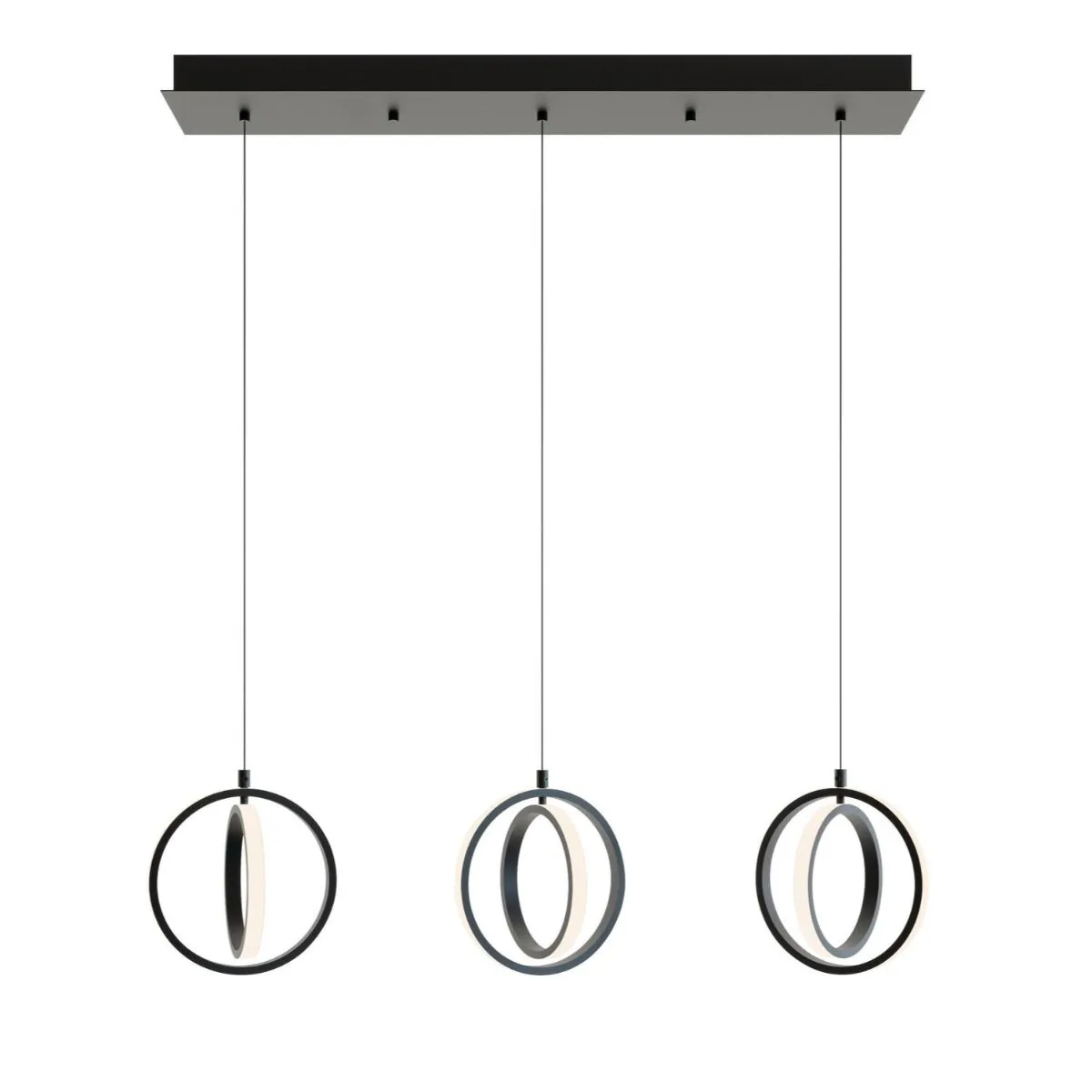Lock 3 Lights 36 In. LED Pendant Light Black Finish