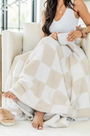Make Me Believe Taupe Checkered Blanket FINAL SALE