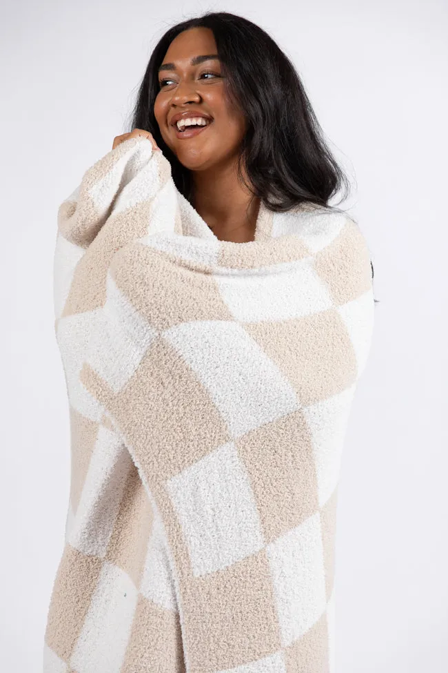 Make Me Believe Taupe Checkered Blanket FINAL SALE