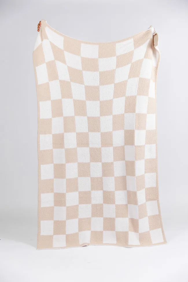 Make Me Believe Taupe Checkered Blanket FINAL SALE