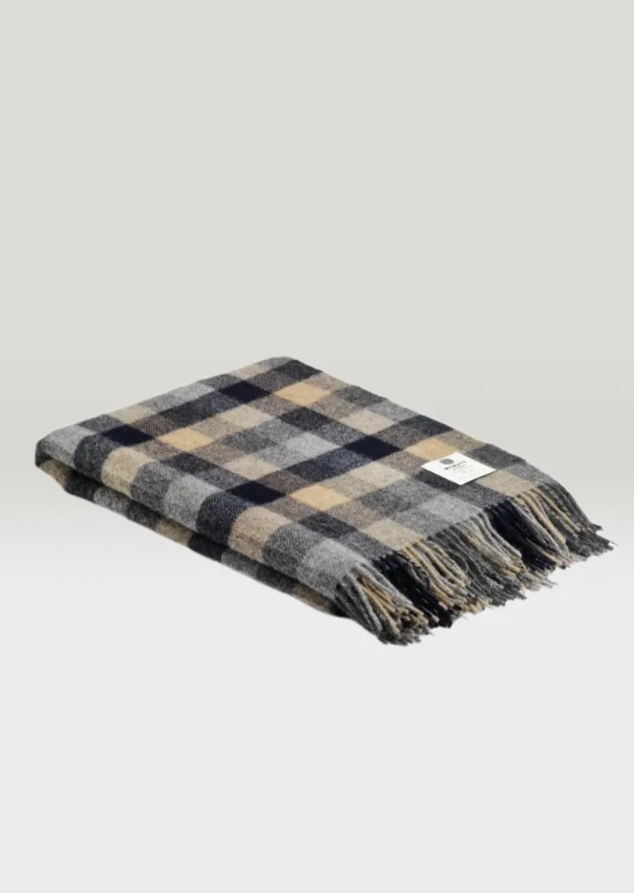 McNutt Pure Wool Throw | Navy Mustard