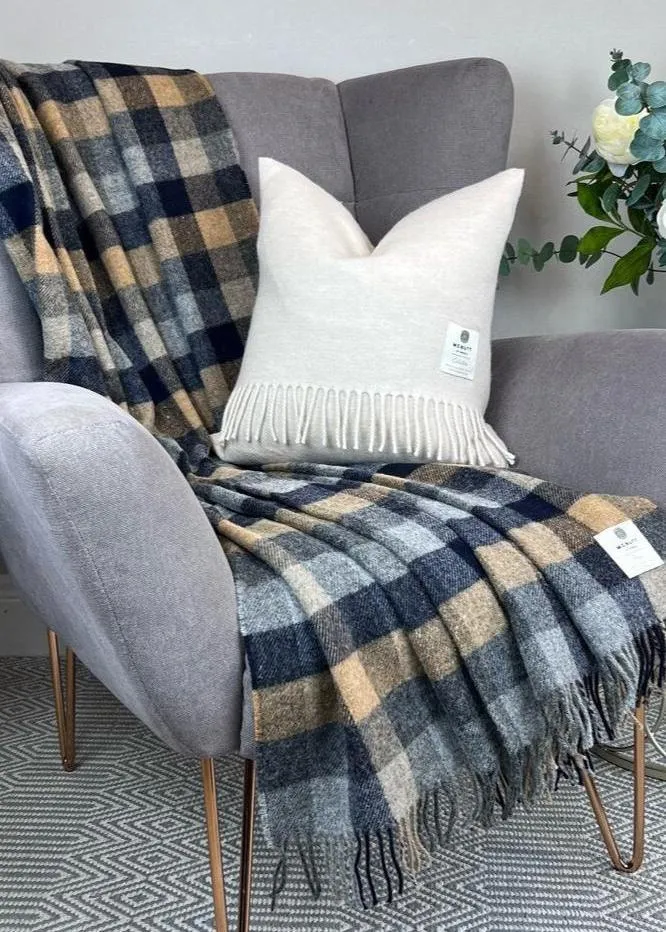 McNutt Pure Wool Throw | Navy Mustard