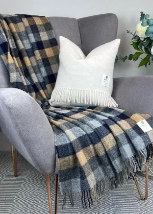 McNutt Pure Wool Throw | Navy Mustard