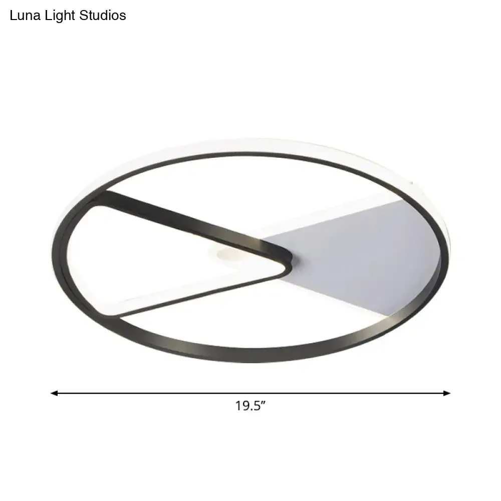 Metallic Round Slim Ceiling Light with Simple Black Design and LED Flush Mount - Warm/White Light Option