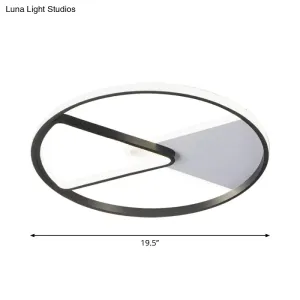 Metallic Round Slim Ceiling Light with Simple Black Design and LED Flush Mount - Warm/White Light Option