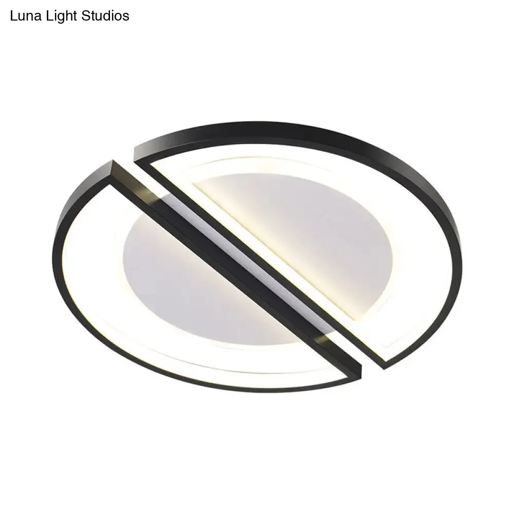 Metallic Round Slim Ceiling Light with Simple Black Design and LED Flush Mount - Warm/White Light Option