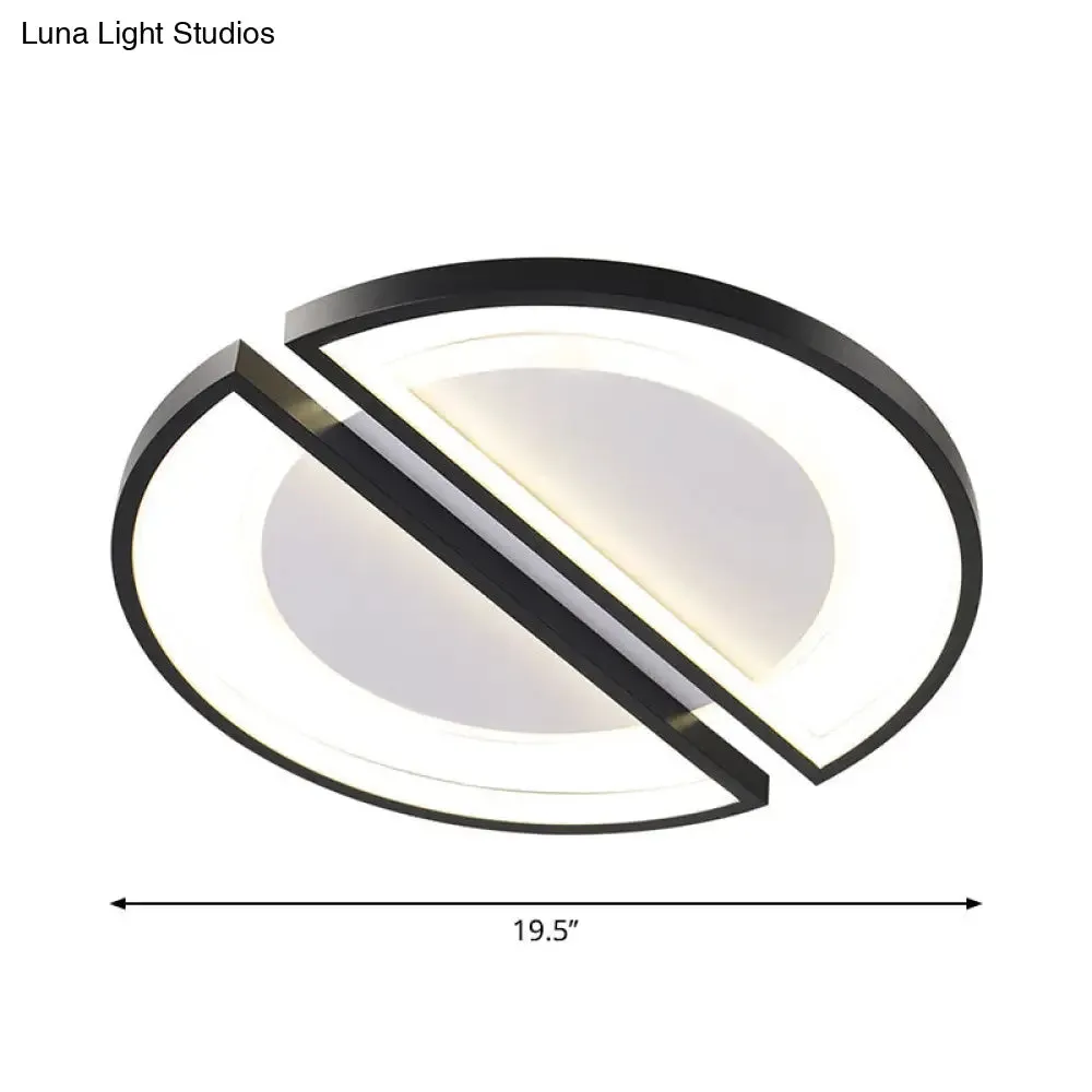Metallic Round Slim Ceiling Light with Simple Black Design and LED Flush Mount - Warm/White Light Option