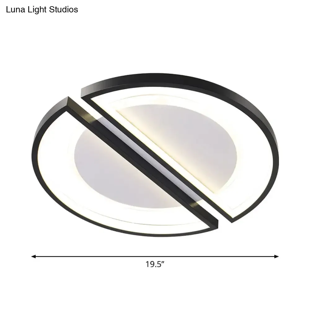 Metallic Round Slim Ceiling Light with Simple Black Design and LED Flush Mount - Warm/White Light Option