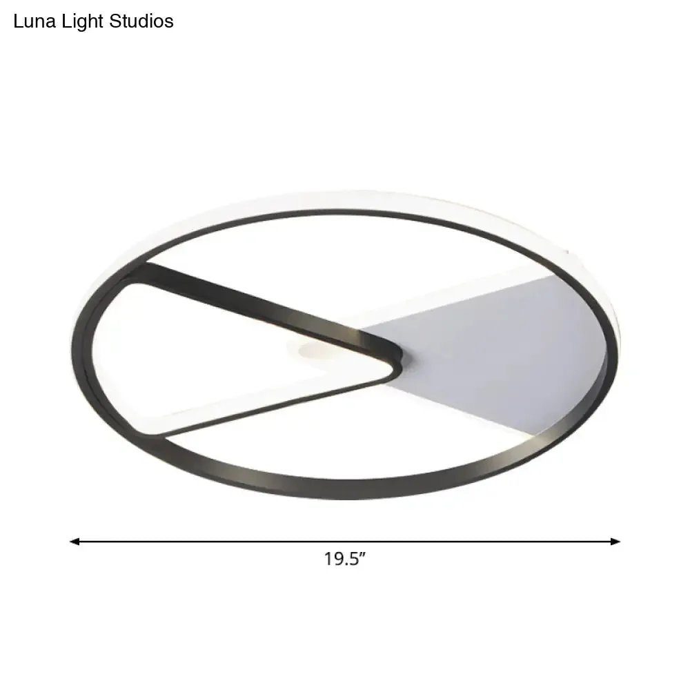 Metallic Round Slim Ceiling Light with Simple Black Design and LED Flush Mount - Warm/White Light Option