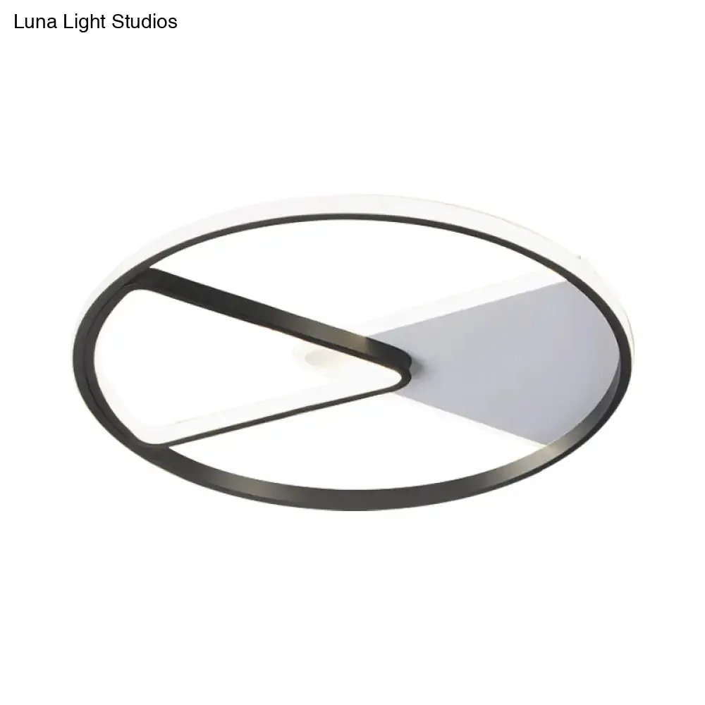 Metallic Round Slim Ceiling Light with Simple Black Design and LED Flush Mount - Warm/White Light Option